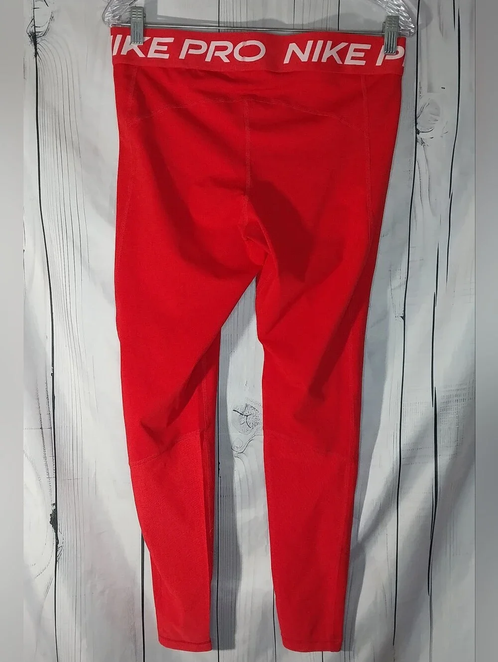 Nike Red Compression Activewear Athleisure Gym Wear Leggings with White Swoosh
